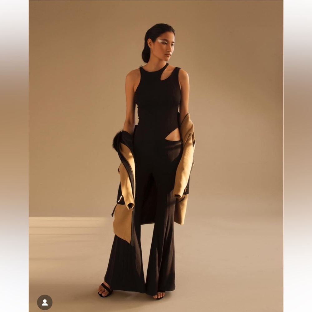Arianna Emmy NWT Black Knit Jumpsuit Retails $700